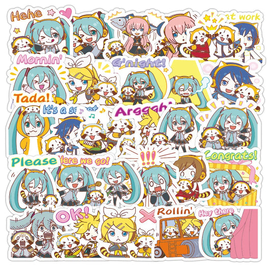 40/50/65pcs Cartoon Cute Kawaii Hatsune Miku Hand Account Sticker