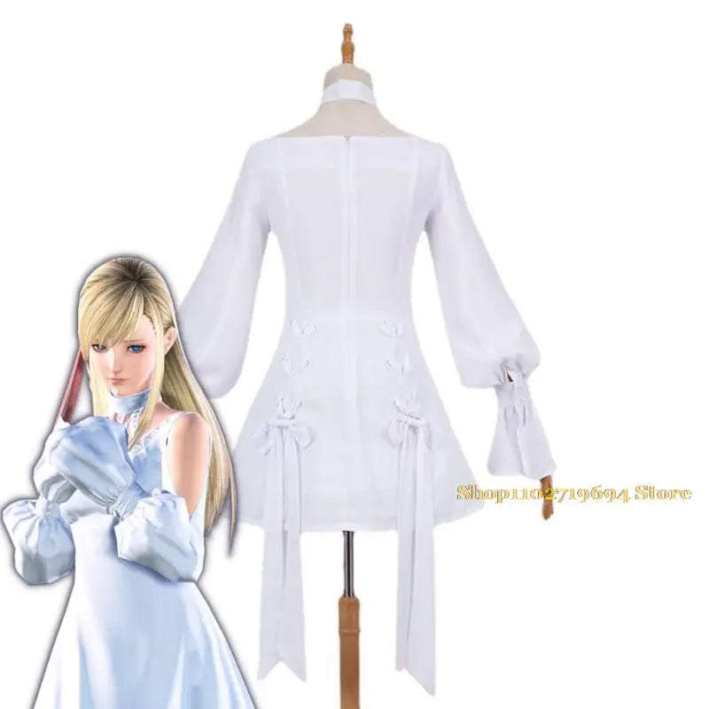 Game Final Fantasy XIV:A Realm Reborn FF14 FFXIV Ryne Minfilia Cosplay Costume White Lace Dress Anime Halloween Sexy Woman Suit