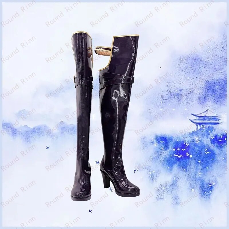 Blake Belladonna Cosplay Shoes Black Handmade Faux Leather Boots