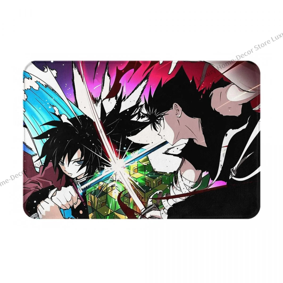 YU YU HAKUSHO Non-slip Doormat Hiei Bath Kitchen Mat Prayer Carpet Flannel Pattern Decor