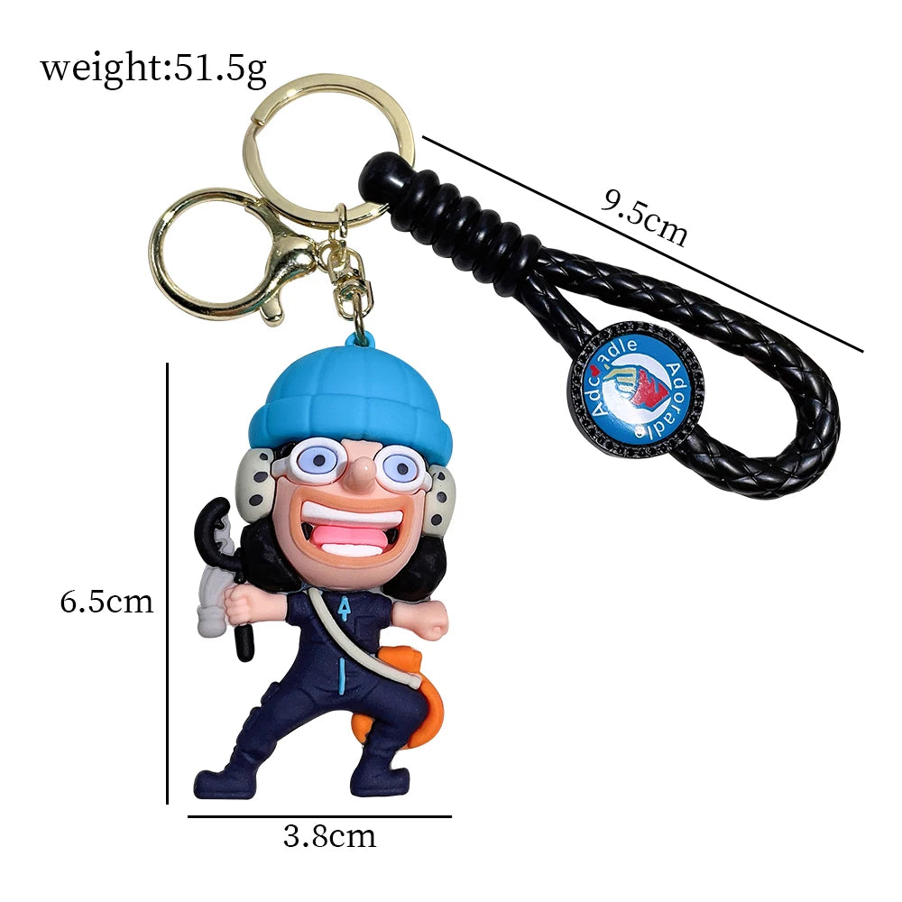 One Piece Keychains Anime Monkey D. Luffy Tony Chopper Roronoa Zoro Cartoon Character Key Chains Bulk Keyring Doll Bag Pendent