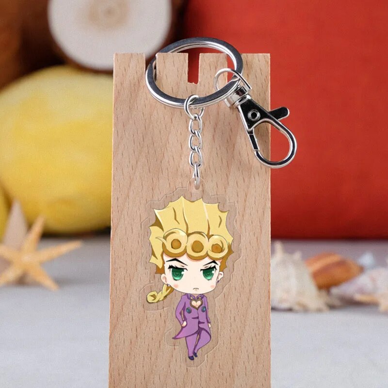 Anime JOJO Bizarre Adventure Keychain Cartoon Figure Acrylic Pendent Keyring