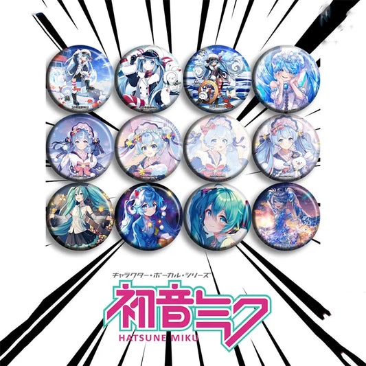 2023 Snow Hatsune Miku Anime Figure Brooch Badge Accessories for Backpack Bags Hatsune Miku Vocaloid Brooch Badge Toys Gifts