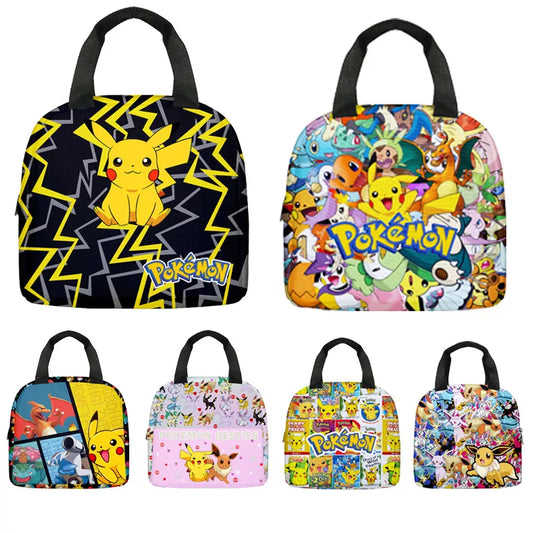 Figuras de Pokémon Anime, bolsa de comida, juguetes, bolsa portátil de dibujos animados de Pikachu, bolsa de almuerzo para niños de dibujos animados, bonita bolsa escolar de Pikachu para niños