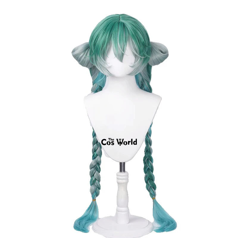VOCALOID Miku Zombie 80cm Long Straight Halloween Anime Cosplay Wigs Synthetic Hair + Wig Cap