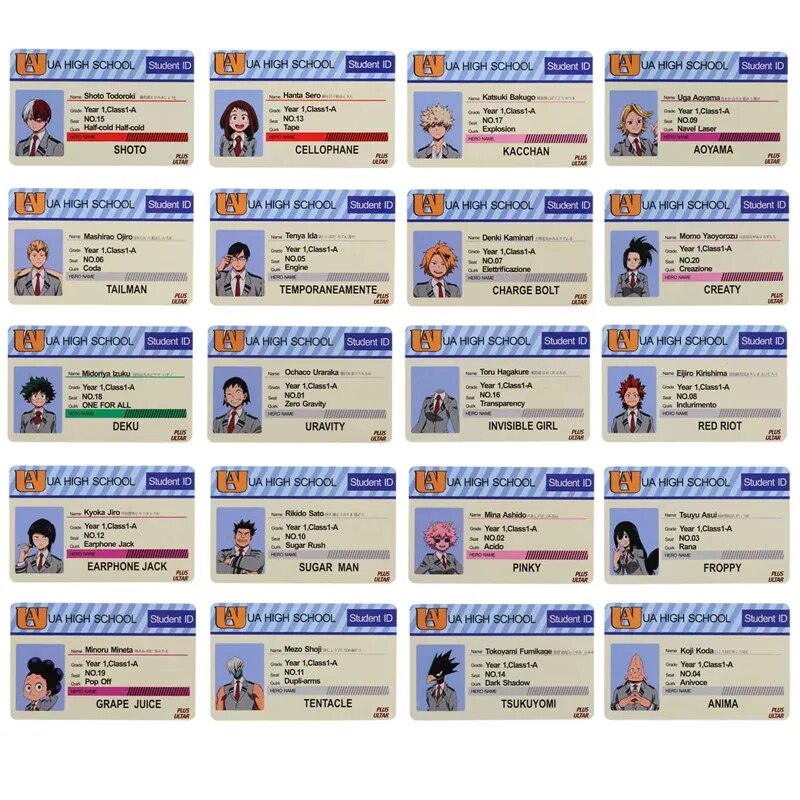 Anime Peripheral My Hero Academia PVC Student ID Card School Food Card Cosplay Prop PVC Collection Card Accessories