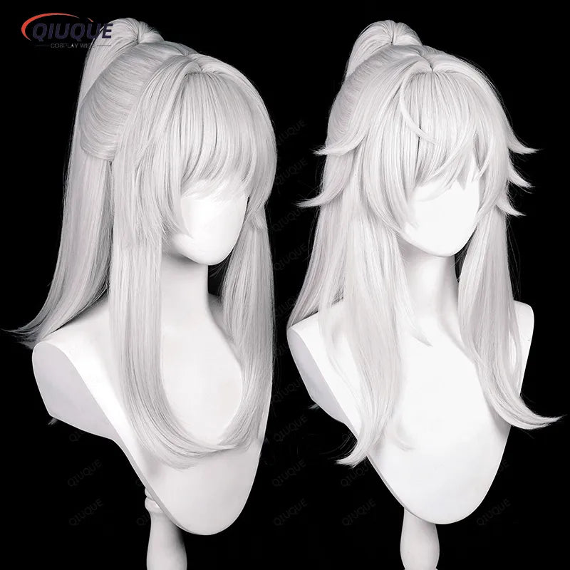 Game Honkai: Star Rail Jing Yuan Cosplay Wig Long Silver White Heat Resistant Synthetic Cosplay Costume Wig + Track + Wig Cap