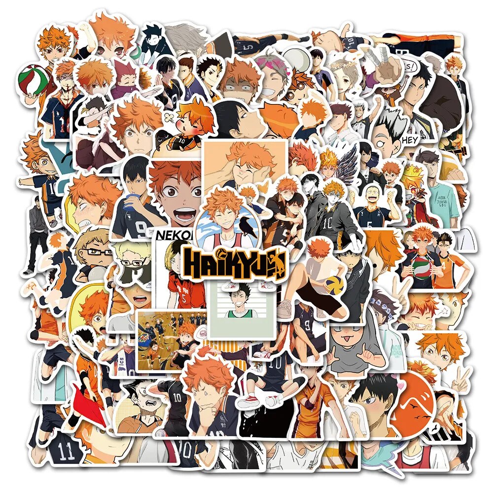 100pcs Varied Japanese Anime Stickers Attack on Titan Spirited Away Dragon Ball Haikyuu Cute Waterproof Phone Case Kids Toys