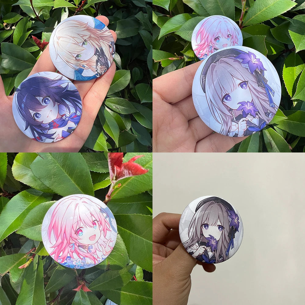 New Game Honkai Star Rail Cosplay Pins Anime Kawaii Herta Yanqing Bailu Serval Bronya Himeko Trailblazer Badges Backpack Brooch