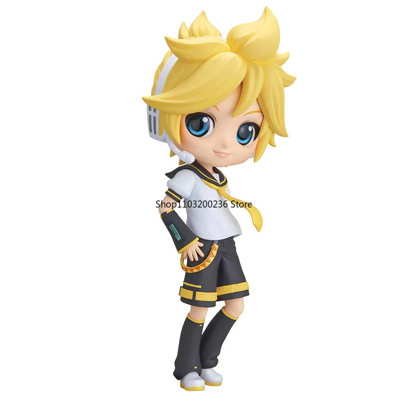 Bandai Original VOCALOID Kagamine Len Kagamine Rin Q Posket Anime Action Figure Hobbies Collectibles Model Toys