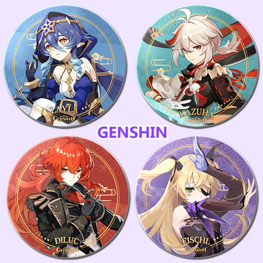 Nuevo Genshin Impact-broche de 58mm, insignias de dibujos animados de Anime, mochila, ropa, alfileres de solapa para mujeres y hombres, regalos de recuerdo para fanáticos