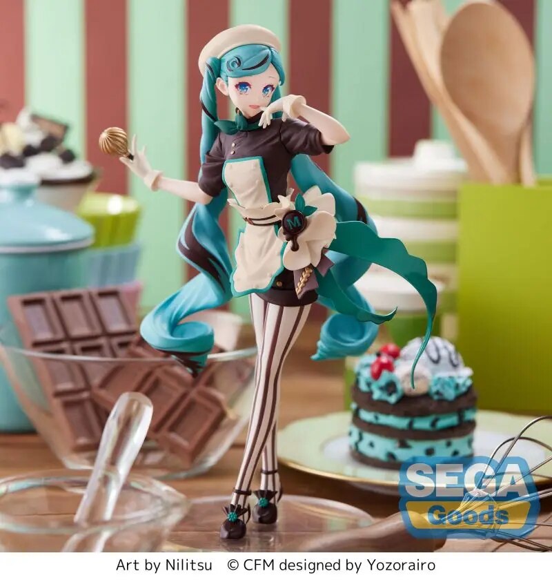 In Stock  Original SEGA Vocaloid Hatsune Miku Pastry Maker 21CM PVC Anime Figure Action Figures Collection Model Toys