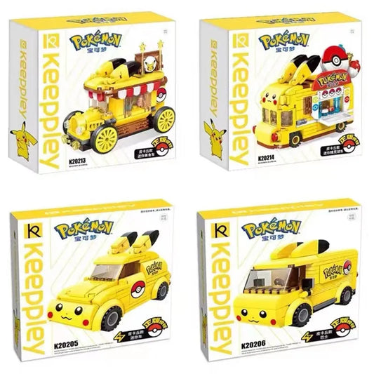 Tomy Anime Pokemon Pikachu Mini Cartoon Elf Ball Car Food Truck Building Blocks DIY Model Assembled Block Brick kids Puzzle Toys