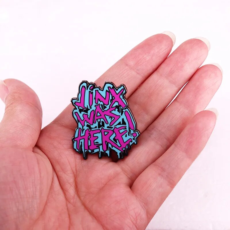 Jinx Was Here Badge Pastel Hard Enamel Pin League of Legends Game Brooch Jewelry Decorate