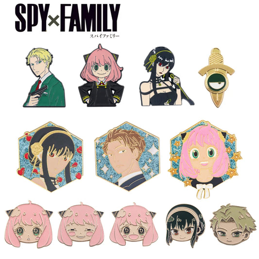 Broche de alfileres esmaltados de la familia Spy X de Anime, 12 estilos, Yor Forger Anya Loid, insignia, broches, botón colgante, decoración, colección de juguetes