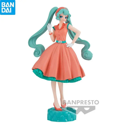 Original BANDAI Banpresto Hatsune Miku Vocaloid Travel Round The World 18Cm Anime Figure Action Model Toys for Boys Gift