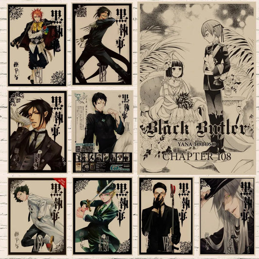 Japanese Anime Black Butler Retro Cartoon poster Home decoration Kraft Poster Painting Wall stickers bedroom decor buy 3 get 4