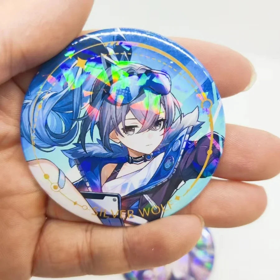 58mm Game Honkai Star Rail Brooch Pins Anime Badge Cosplay DR Ratio Argenti Himeko Accessories Clothes Backpack Decoration Gifts