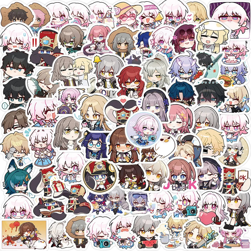 10/80PCS Honkai Impact Anime Stationery Sticker Sticker Waterproof Children Student Fashion Stationery Honkai:Star Rail Decorate