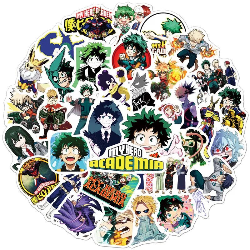 Pegatinas de My Hero Academia de Anime para niños, pegatinas bonitas de dibujos animados para maleta, monopatín, portátil, equipaje, teléfono, juguete de regalo, 10/50 Uds.