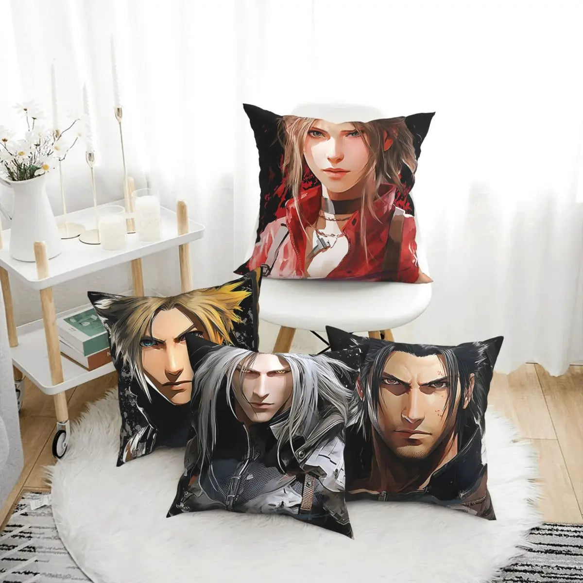 Final Fantasy VII Rebirth Aerith Fanart rpg game anime Cushion Cover Decorations Pillow Cover for Seat Double-sided Printing