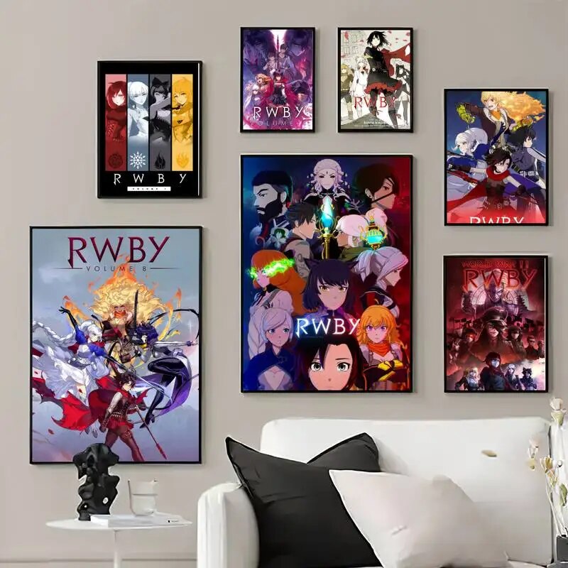 Póster de juego de R-RWBY, impresiones de cuadros de pared, decoración del hogar para sala de estar, tamaño pequeño