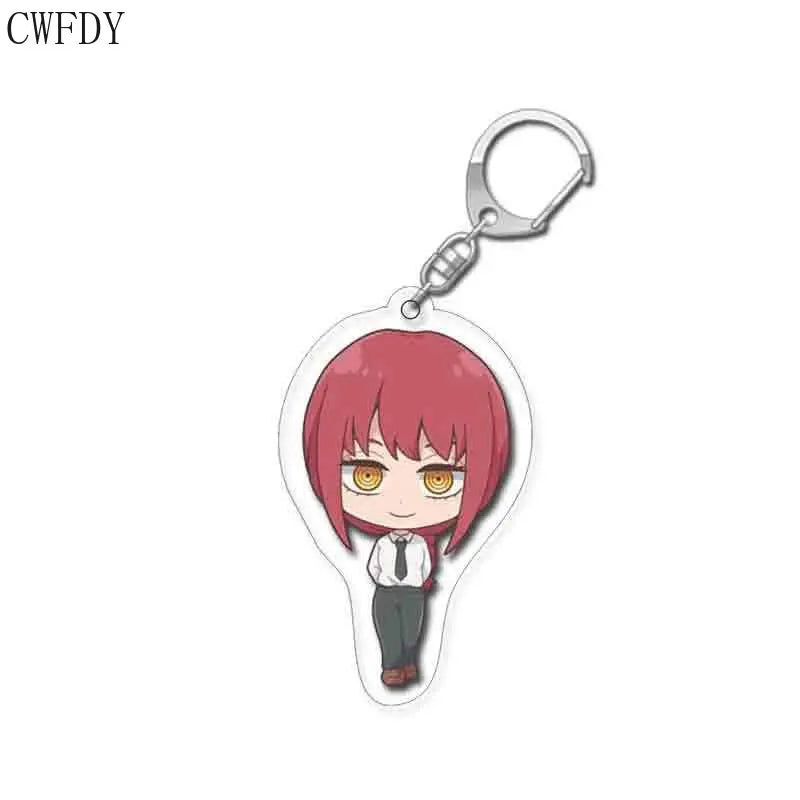 Chainsaw Man Cosplay Keychain Cartoon Denji Power Hayakawa Aki Transparent PVC Double Sided Key Chain For Friends Christmas Gift