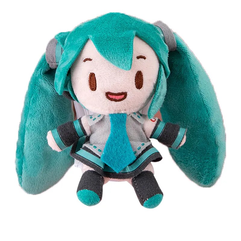 LLavero de felpa Hatsune Miku de 15cm, colgante de bolso de moda, llavero de coche de Anime, muñeca de dibujos animados de doble cola, juguete para niña, llavero de regalo VOCALOID