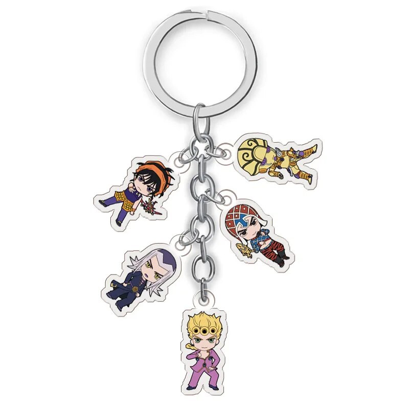 Anime JOJO Bizarre Adventure Keychain Acrylic Figure Kujo Jotaro Kira Yoshikage Caesar Pendent Keyring Collection Gift