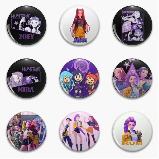 K-Pop Demon Hunters Huntrix Girlgroup Anime Brooch Bag Clothing Hat Badge Accessories Jewelry Gifts
