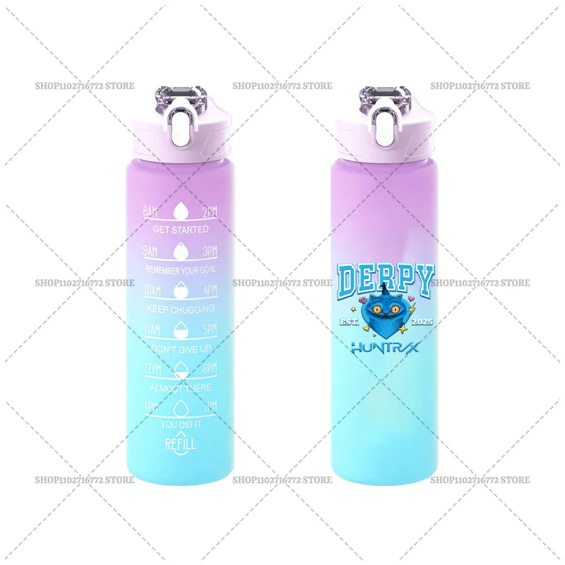 750ML KPop Demon Hunters Gradient Color Water Cup HUNTRIX Rumi Mira Zoey Jinu Drinking Bottle Saja Boys Tiger Kid Birthday Gift