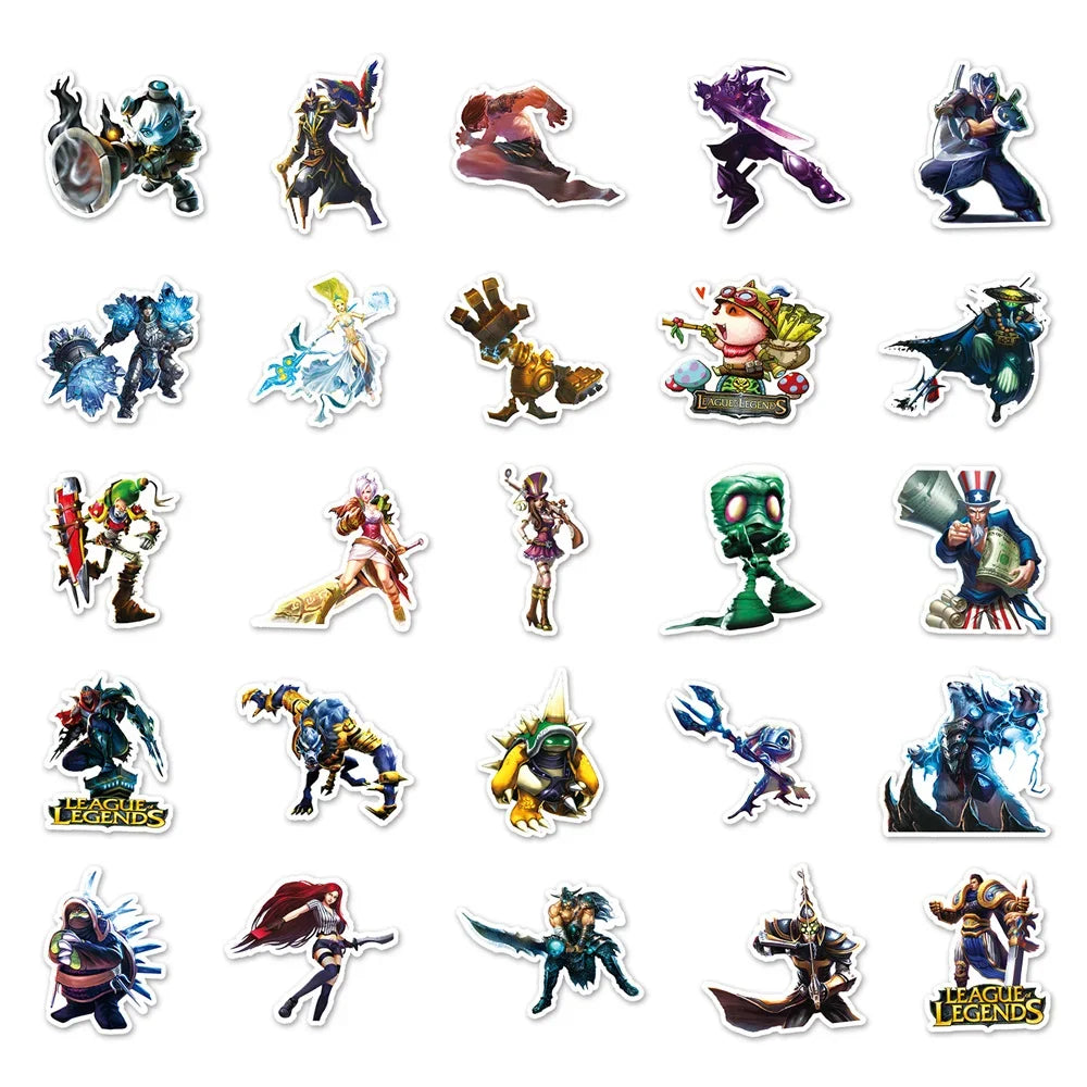 10/30/50PCS League of Legends Game Cartoon Personality Creative Graffiti Sticker Desk Guitar ComputerWaterproof StickerWholesale