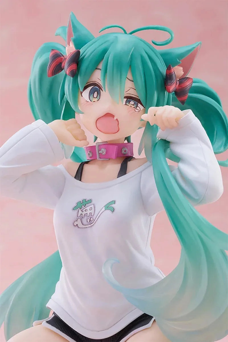 In Stock  Hatsune Miku Nekomimi T-Shirt Ver. Vocaloid Collectible Anime Figure Model Toys