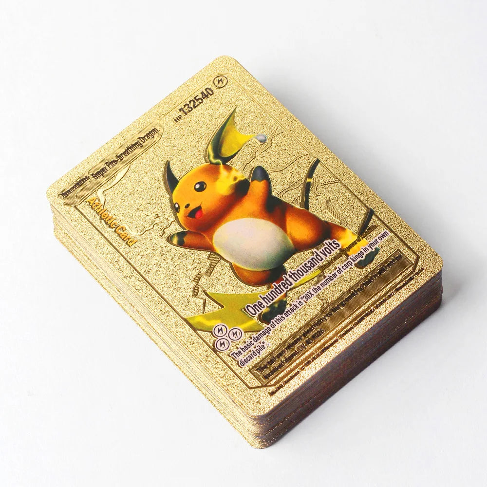 55pcs Pokemon Cards Metal Gold Super Card Vmax GX Charizard Pikachu Rare Collection Battle Trainer Athletic Card Child Toys Gift