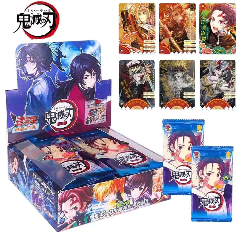 Demon Slayer Cards Kimetsu No Yaiba Booster Box Anime Figures Hobby Collection Tcg Playing Game Card For Children Gift Toy