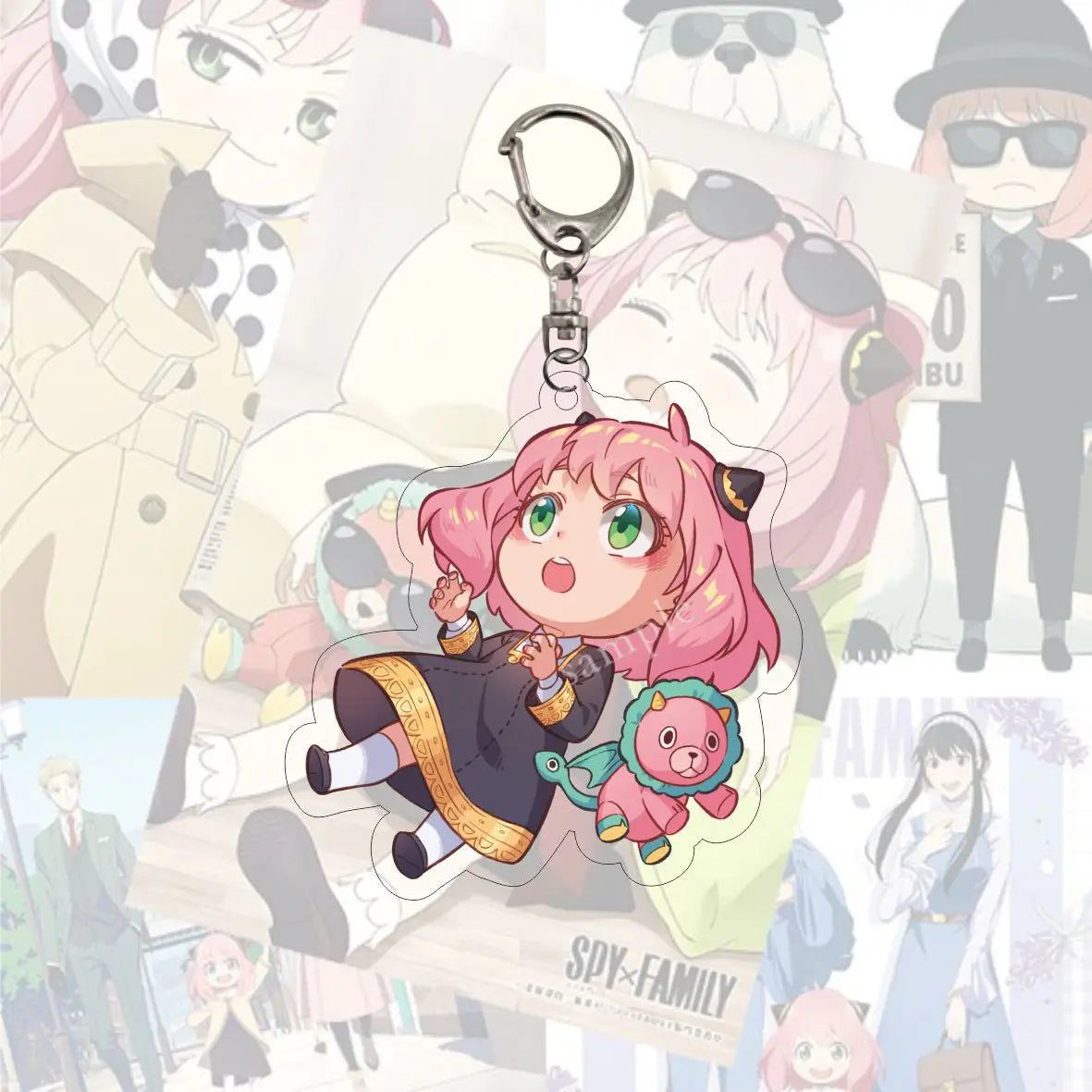 LLavero de Anime SPY X FAMILY, llaveros con colgante de figura de dibujos animados, llavero de doble cara, joyería acrílica bonita, regalo de cumpleaños para hombres y mujeres