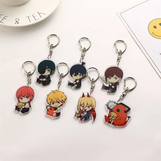 Anime Chainsaw Man Keychain Pochita Power Makima Angel Hayakawa Aki Key Ring 5cm Acrylic Charm Key Chain