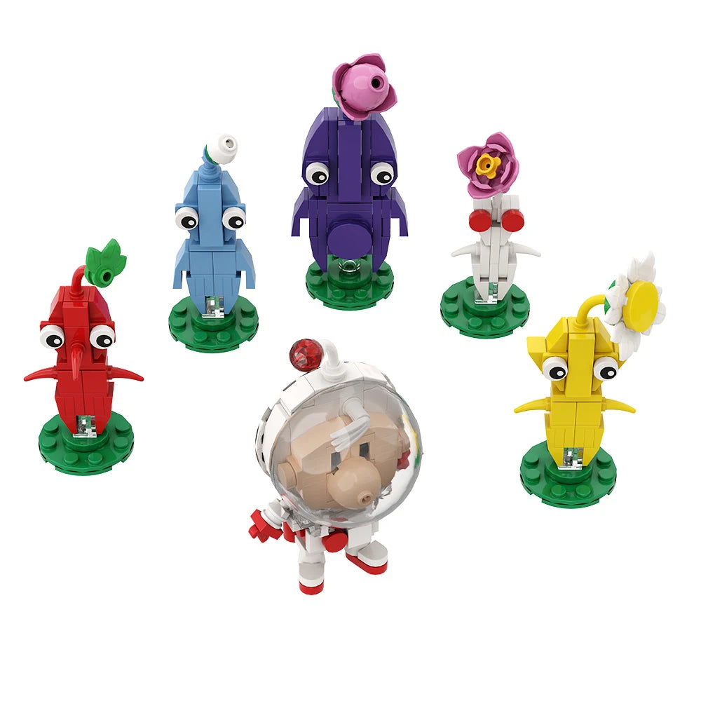 Moc Anime Pikmined figura juego de bloques de construcción Olimar planta Animal hombre DIY bloques de modelismo juguetes conjuntos niños adultos regalo de cumpleaños Rock