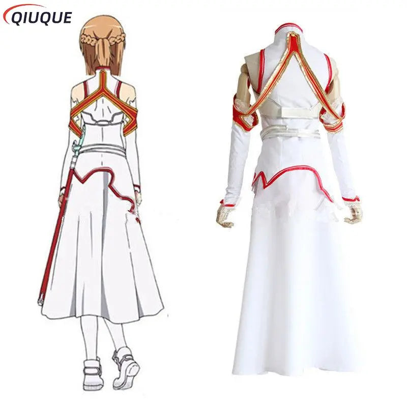 Anime Sword Art Online Yuuki Asuna Cosplay Costume Wig Necklace Women Uniform Dress SAO Battle Suit Outfits Halloween Costumes