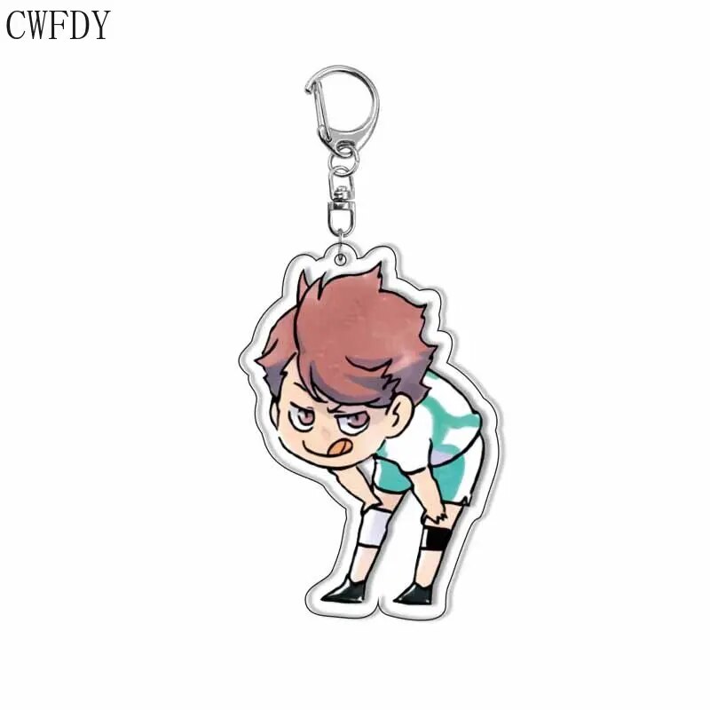 Anime Haikyuu!! Arcylic Keychain Volleyball Boy Key Chain Hinata Shoyo Kageyama Tobio Figures Keyring Charm Pendants Xmas Gifts