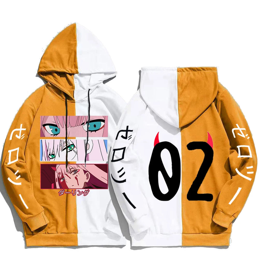 Sudaderas con capucha de Anime DARLING In The FRANXX para hombre y mujer, sudadera con estampado ZERO TWO, Tops informales de manga larga con capucha para otoño e invierno