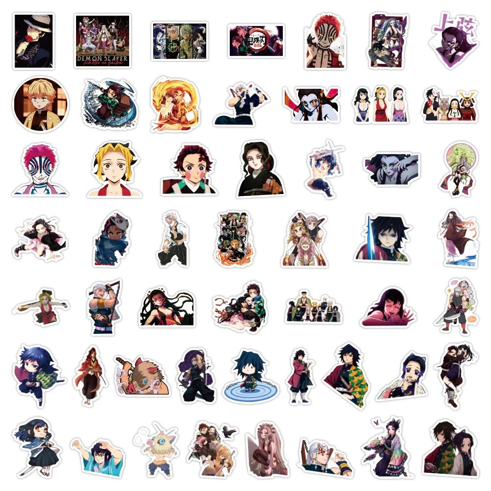 10/50/100pcs Cool Anime Demon Slayer Stickers for Laptop Skateboard Luggage Kimetsu no Yaiba: Yuukaku-hen Graffiti Vinyl Sticker