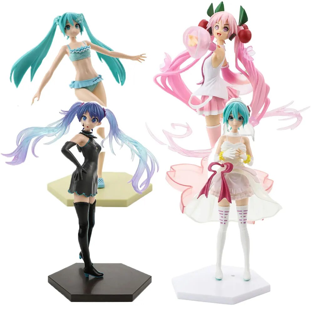 Figuras de acción de juguete Kawaii Hatsune Miku, modelo de vestido de boda, muñeca Megurine Luka, colección de regalos de Navidad para niñas