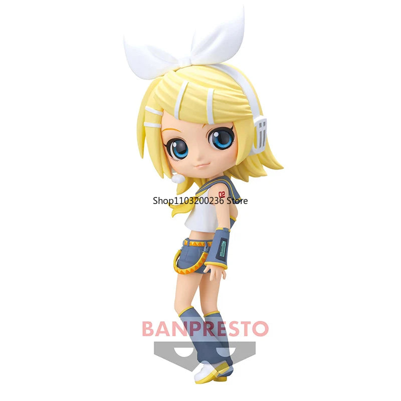 Bandai Original VOCALOID Kagamine Len Kagamine Rin Q Posket Anime Action Figure Hobbies Collectibles Model Toys