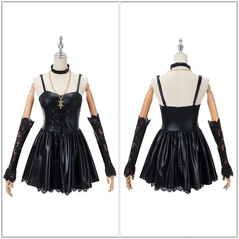 Hot Anime Death Note Cosplay Costume Misa Amane Imitation Leather Dress Suit Uniform High Quality Halloween Daily Role Play