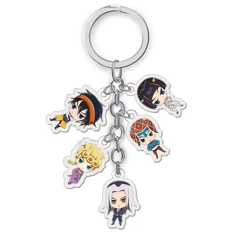 Anime JOJO Bizarre Adventure Keychain Acrylic Figure Kujo Jotaro Kira Yoshikage Caesar Pendent Keyring Collection Gift