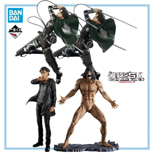 Bandai Original Ichiban KUJI Attack on Titan Eren Jaeger Levi Ackerman Anime Collection Model Figure Christmas birthday gift