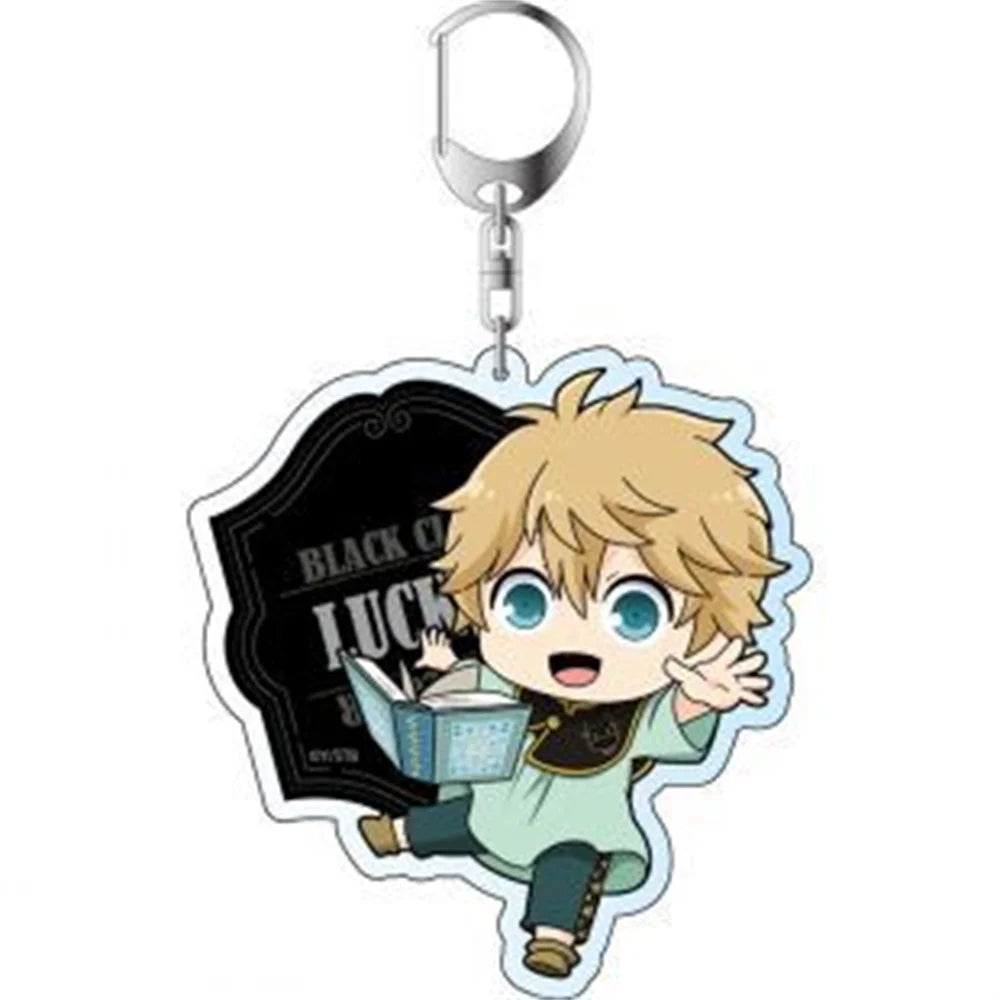 Black Clover Role Keychain Q Version Double-Sided Figure Printed Acrylic Keyring Pendant Souvenirs Anime Key Holder Accessories