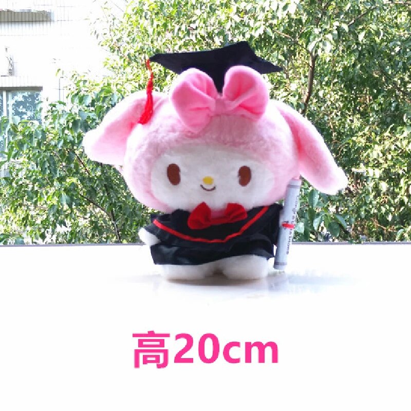 Sanrio Cinnamoroll Kuromi Hello Kitty Plush Graduation Season Toy Cartoon Soft Stufffed Doll Anime Decor Toys For Children Gift