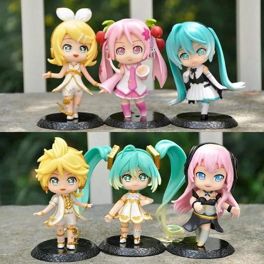 10cm Anime Hatsune Miku Kagamine Rin Len Luka Kawaii Figure Collect Model Toys Doll Key Chain Pendant Gifts